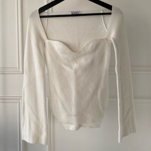 Knit Long Sleeve Open Neck Top